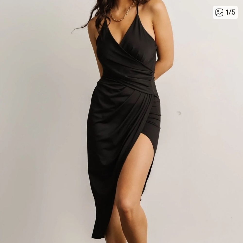 NWT Baltic Born Varia Midi Black Wrap Dress Size M